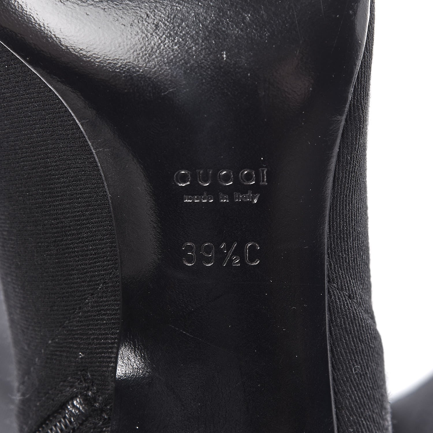 Gucci Canvas Web D Ring Knee High Boots 39.5 Black 6 of 13