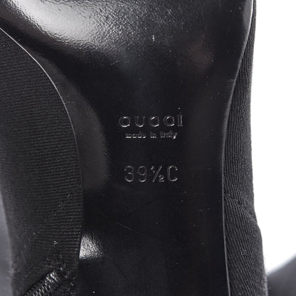 Gucci Canvas Web D Ring Knee High Boots 39.5 Black 6 of 13