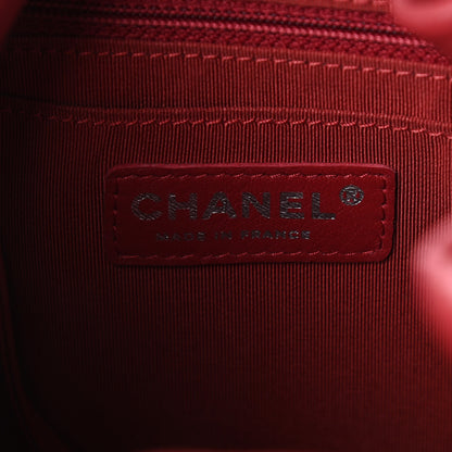 Chanel Deerskin Chevron Small CC Chain Bucket Drawstring Bag Red 6 of 10