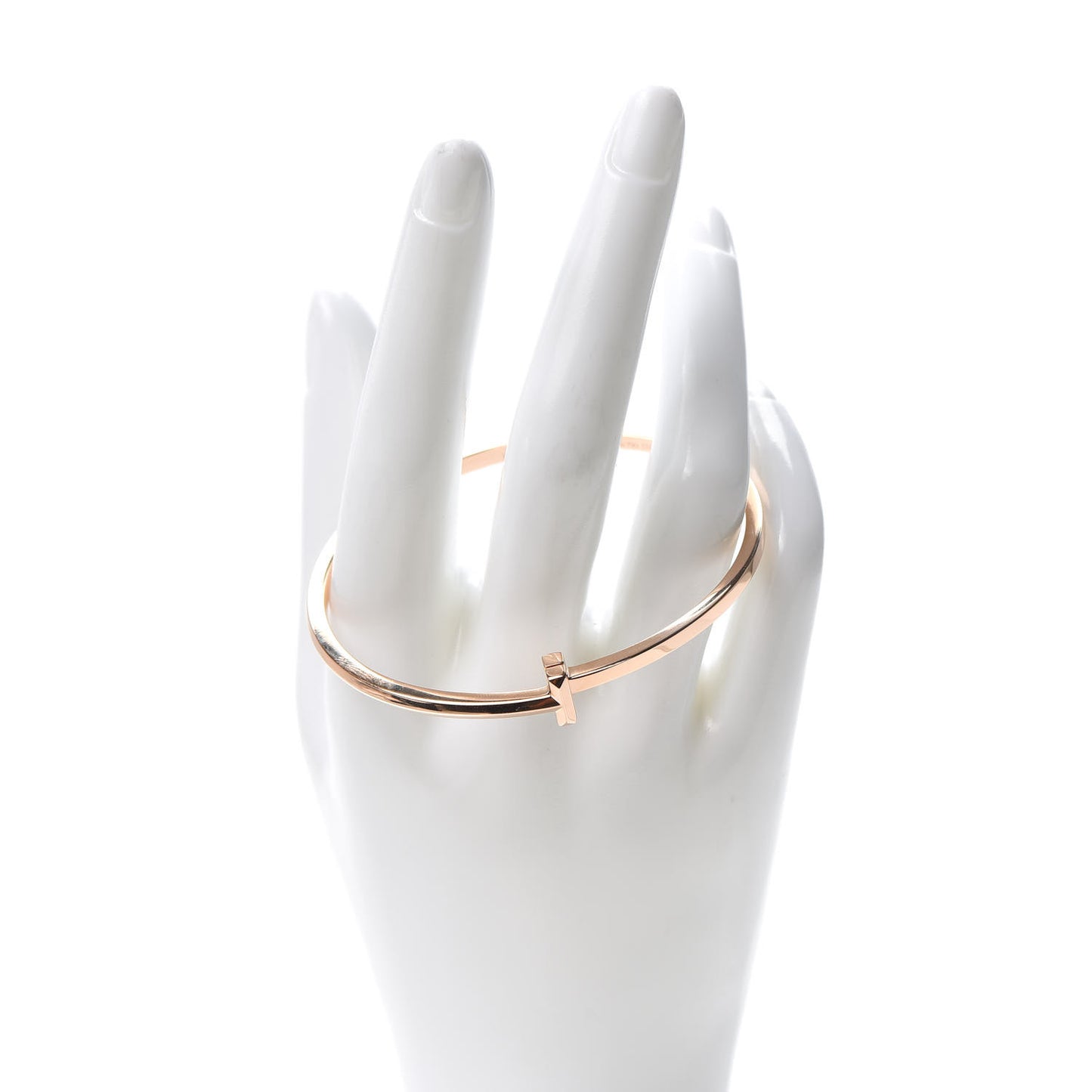 18K Rose Gold Narrow T T1 Hinged Bangle Bracelet