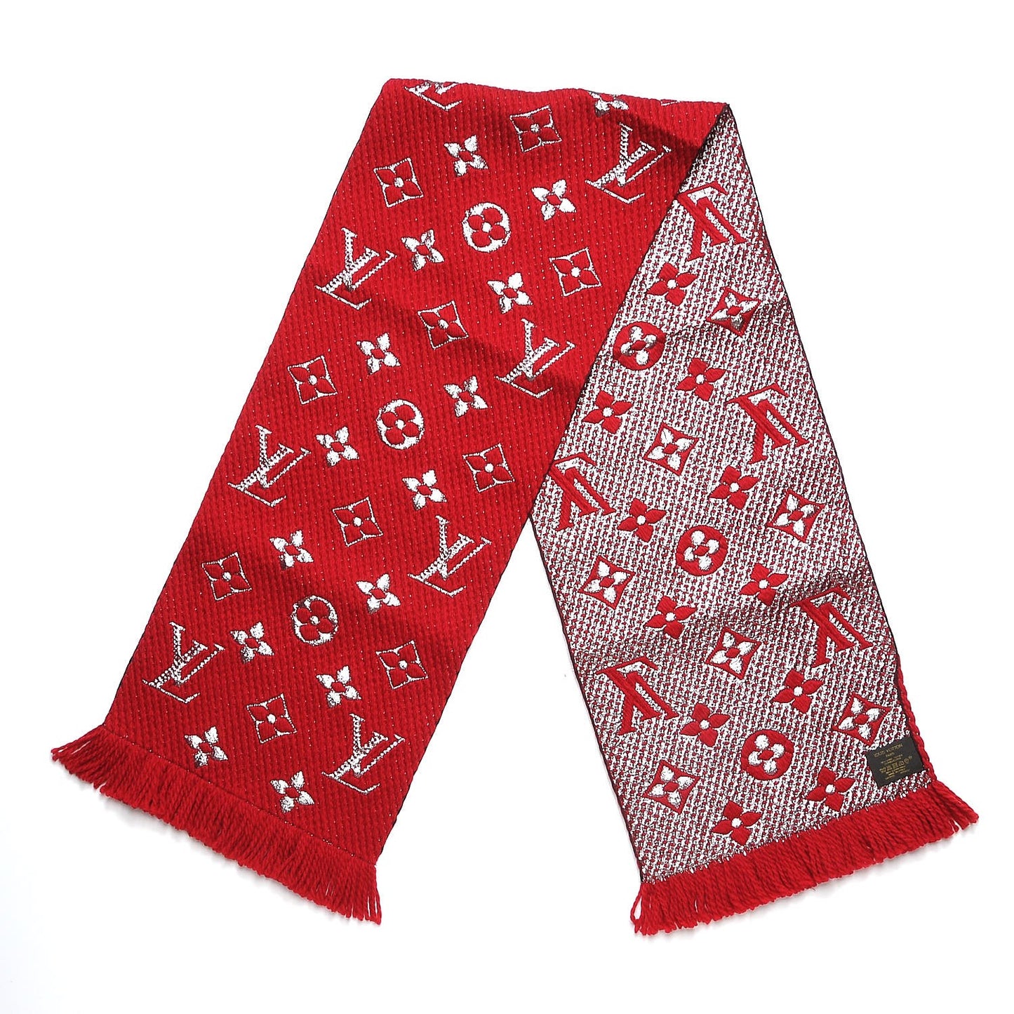Wool Silk Logomania Shine Scarf Rubis