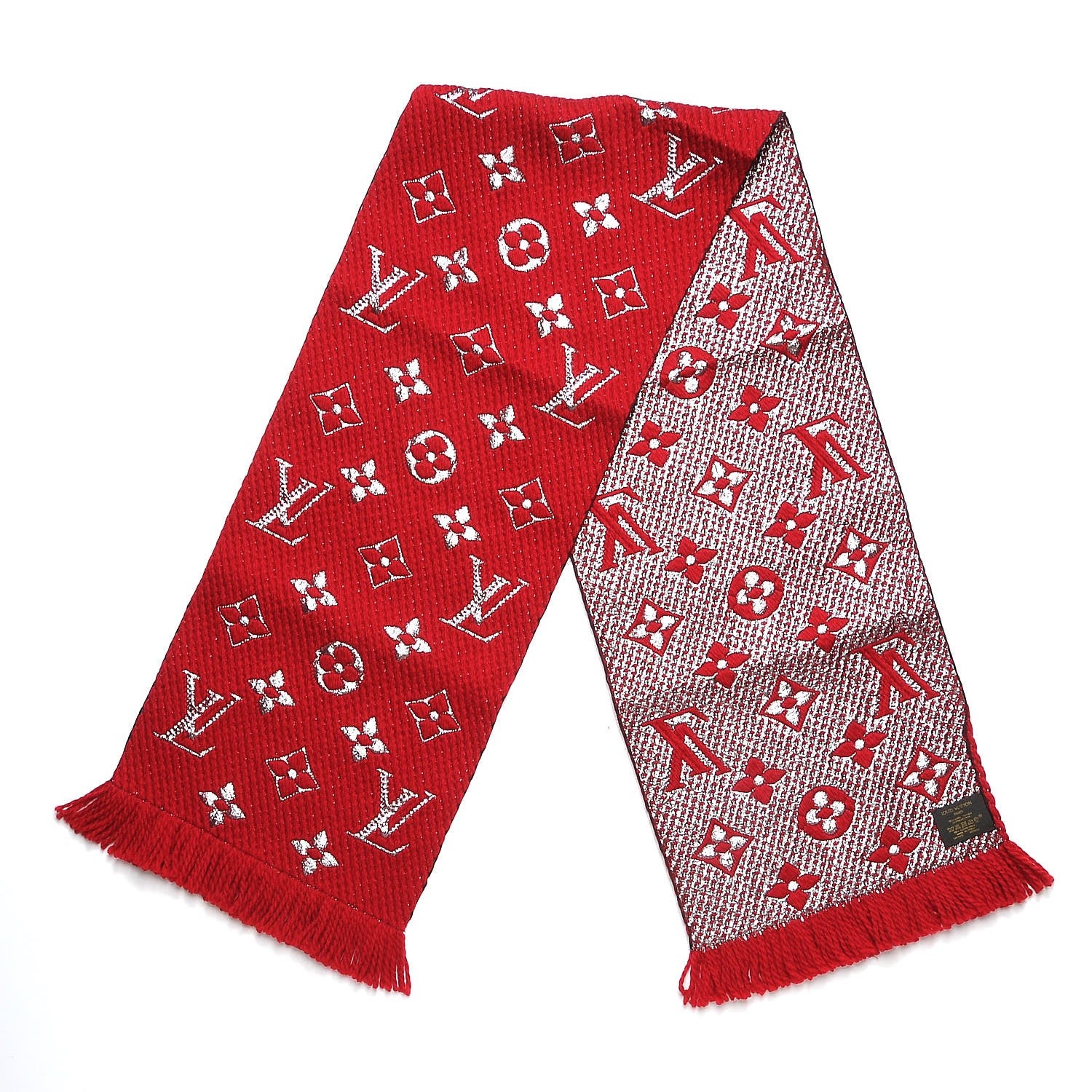 Louis Vuitton Wool Silk Logomania Shine Scarf Rubis 3 of 4