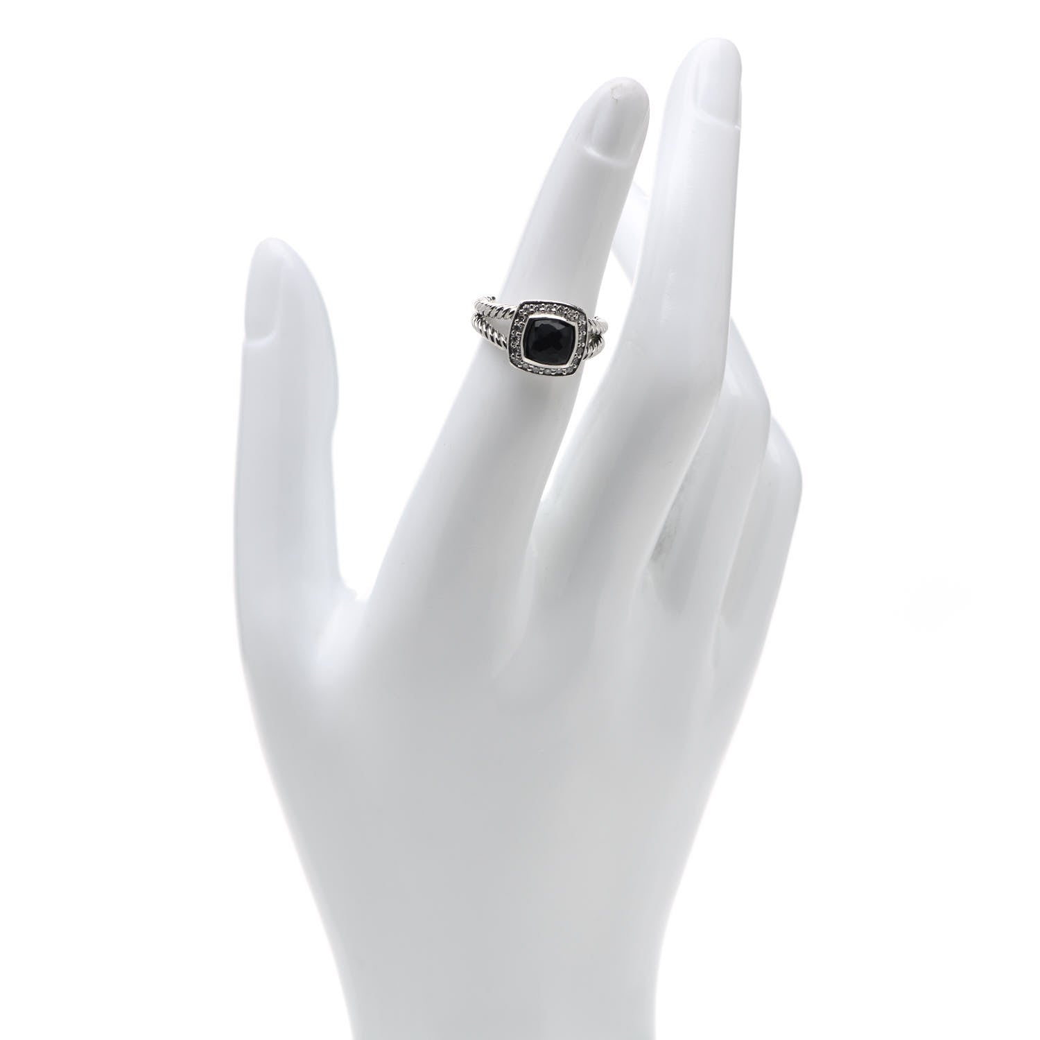 David Yurman Sterling Silver Diamond Black Orchid 7mm Petite Albion Ring 49 5 2 of 5