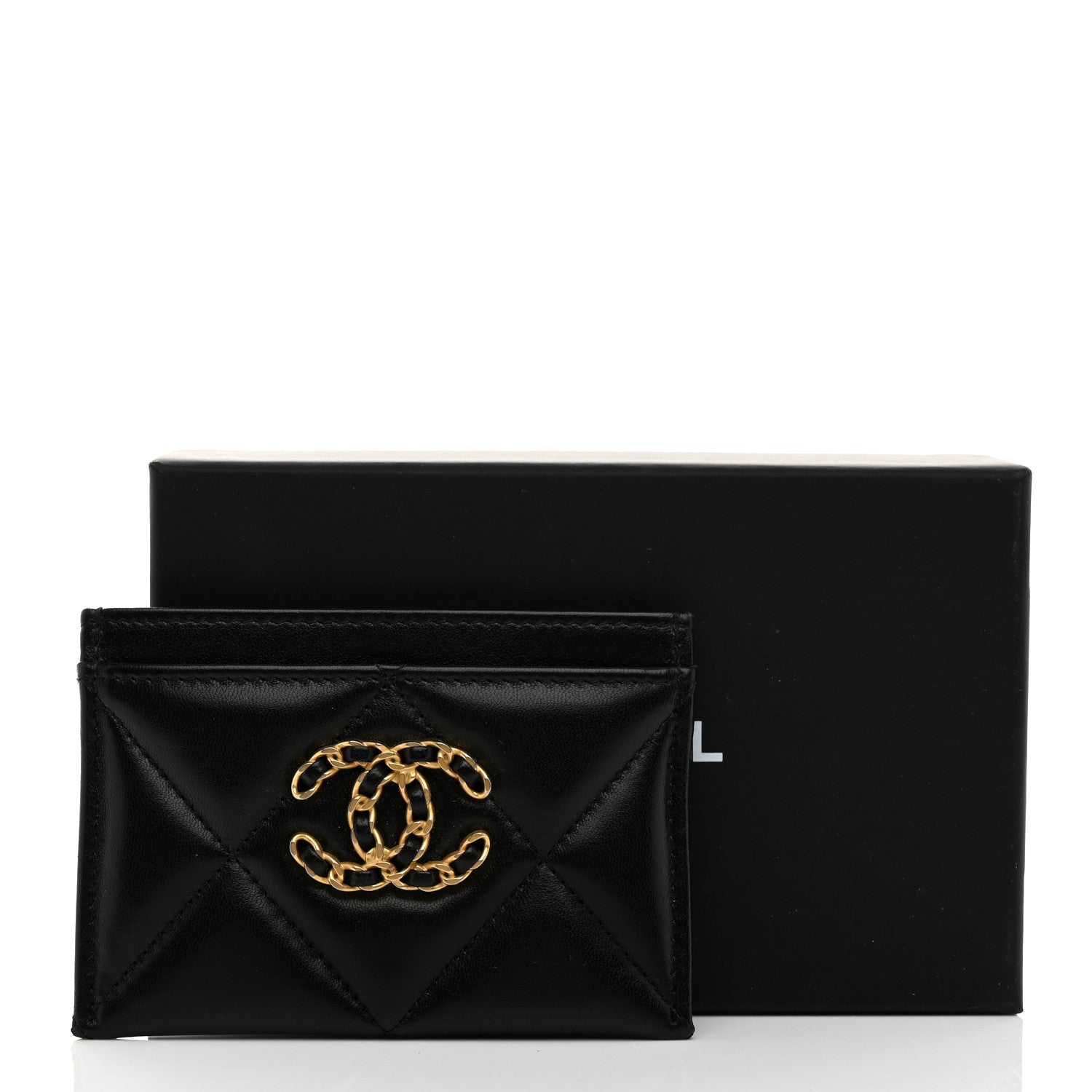 Chanel Lambskin Quilted Chanel 19 Card Holder Black 9 of 9
