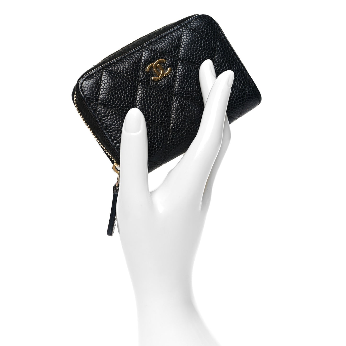 Caviar Quilted Zip Coin Purse Black