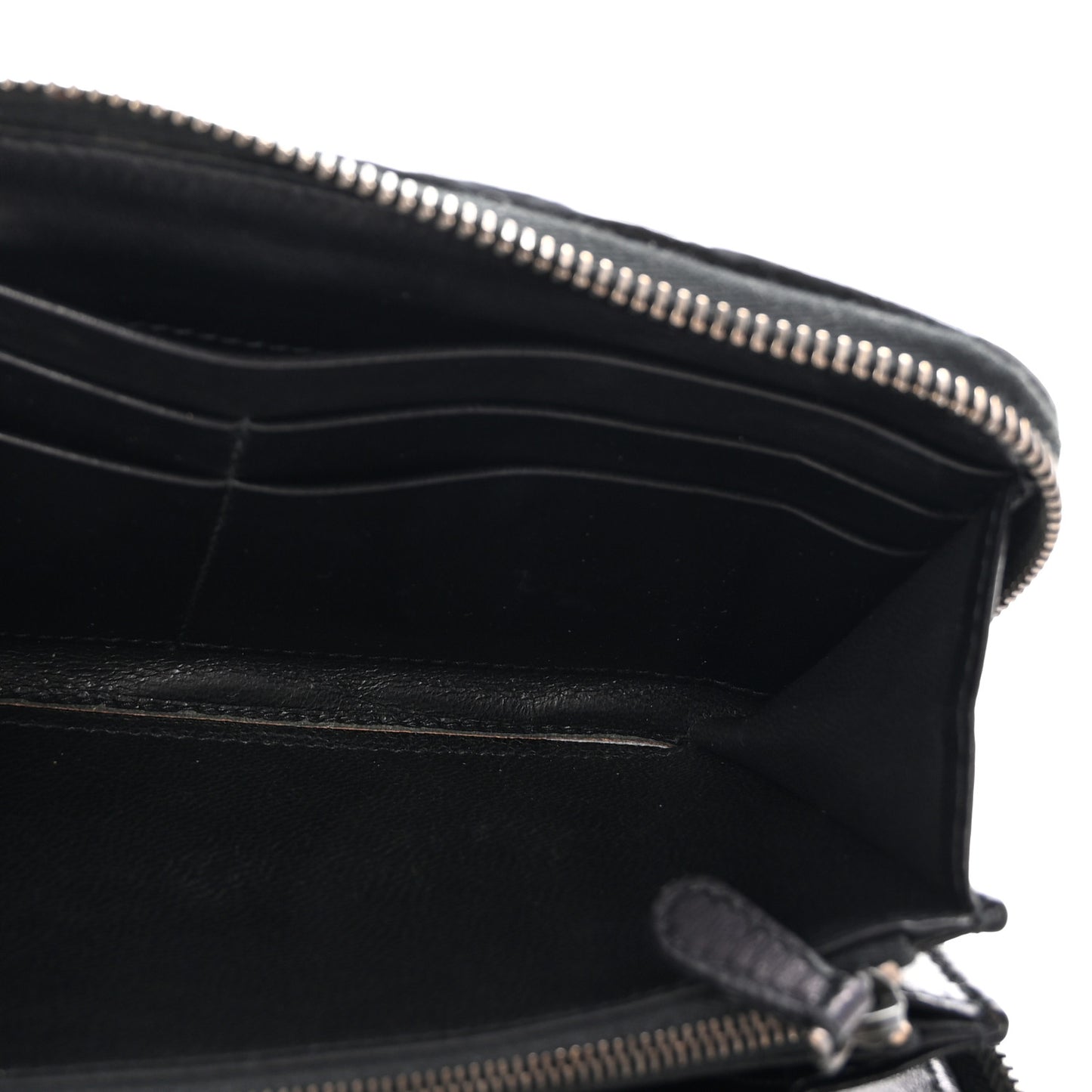 Nappa Patent Intrecciato Zip Around Wallet Black