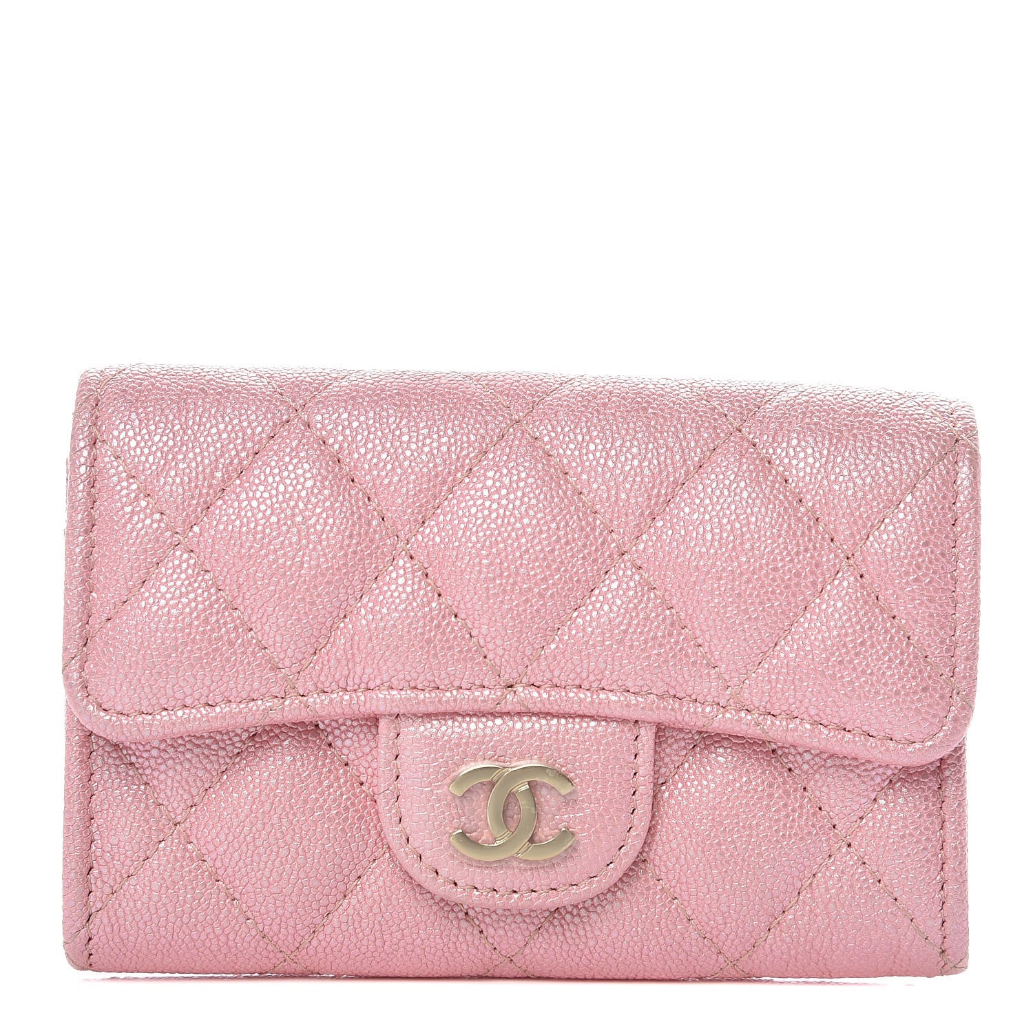 Chanel Iridescent Caviar Quilted Flap Card Holder Rose Pink 1 of 11