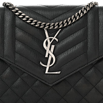 Saint Laurent Sheepskin Tri-Quilt Monogram Envelope Chain Wallet Black 9 of 11
