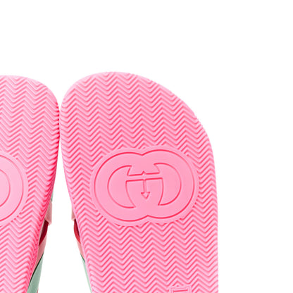Gucci Rubber Web Womens Criss Cross Slide Sandals 38 Coral New Shamarock 7 of 9