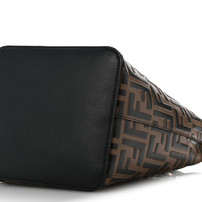 Fendi Vitello Grace F is Fendi Bi-Color FF 1974 Embossed Grande Mon Tresor Bucket Bag Maya Black Fragola 10 of 10