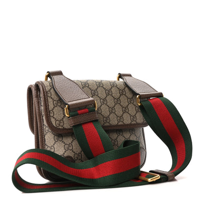 Gucci GG Supreme Monogram Web Small Neo Vintage Double Flap Messenger Bag Beige New Acero 3 of 10