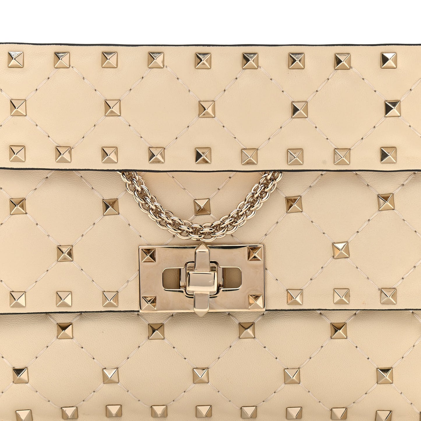 Nappa Small Rockstud Spike Shoulder Bag Light Ivory