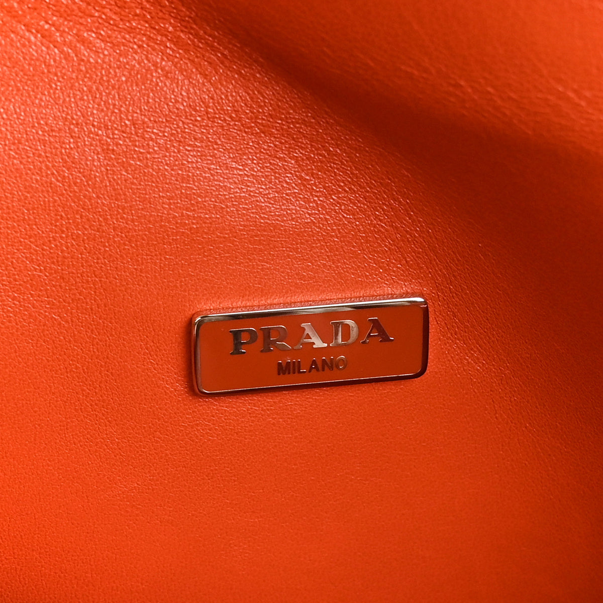 Vitello Daino Eye Inside Lock Flap Chain Shoulder Bag Bianco Arancio