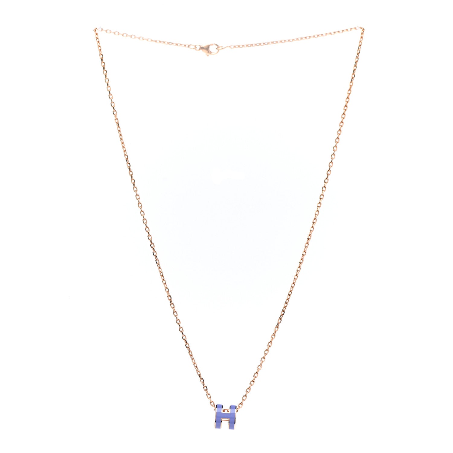 Hermes Rose Gold Mini Pop H Pendant Necklace Lilas 3 of 7