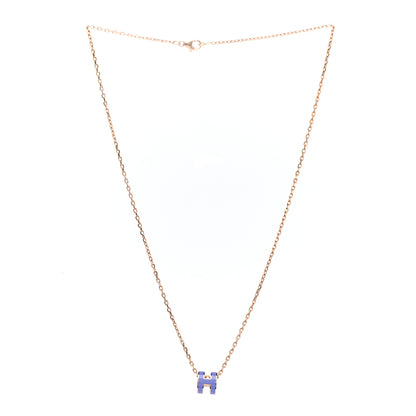 Hermes Rose Gold Mini Pop H Pendant Necklace Lilas 3 of 7
