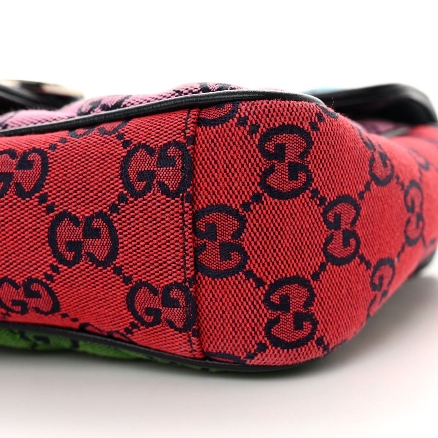 Gucci Monogram Multicolor Matelasse Diagonal Small GG Marmont Shoulder Bag Light Blue Pink Blue Green Red 10 of 11