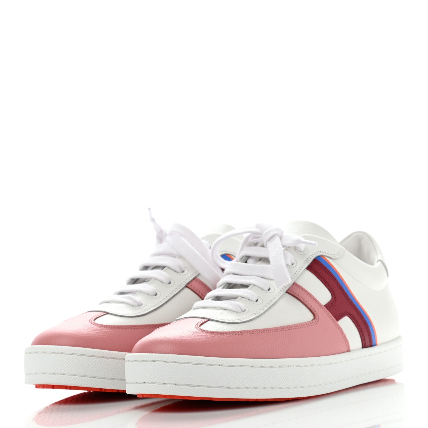 Hermes Epsom Womens Boomerang Sneakers 37.5 Multicolore Rose Pale 3 of 8