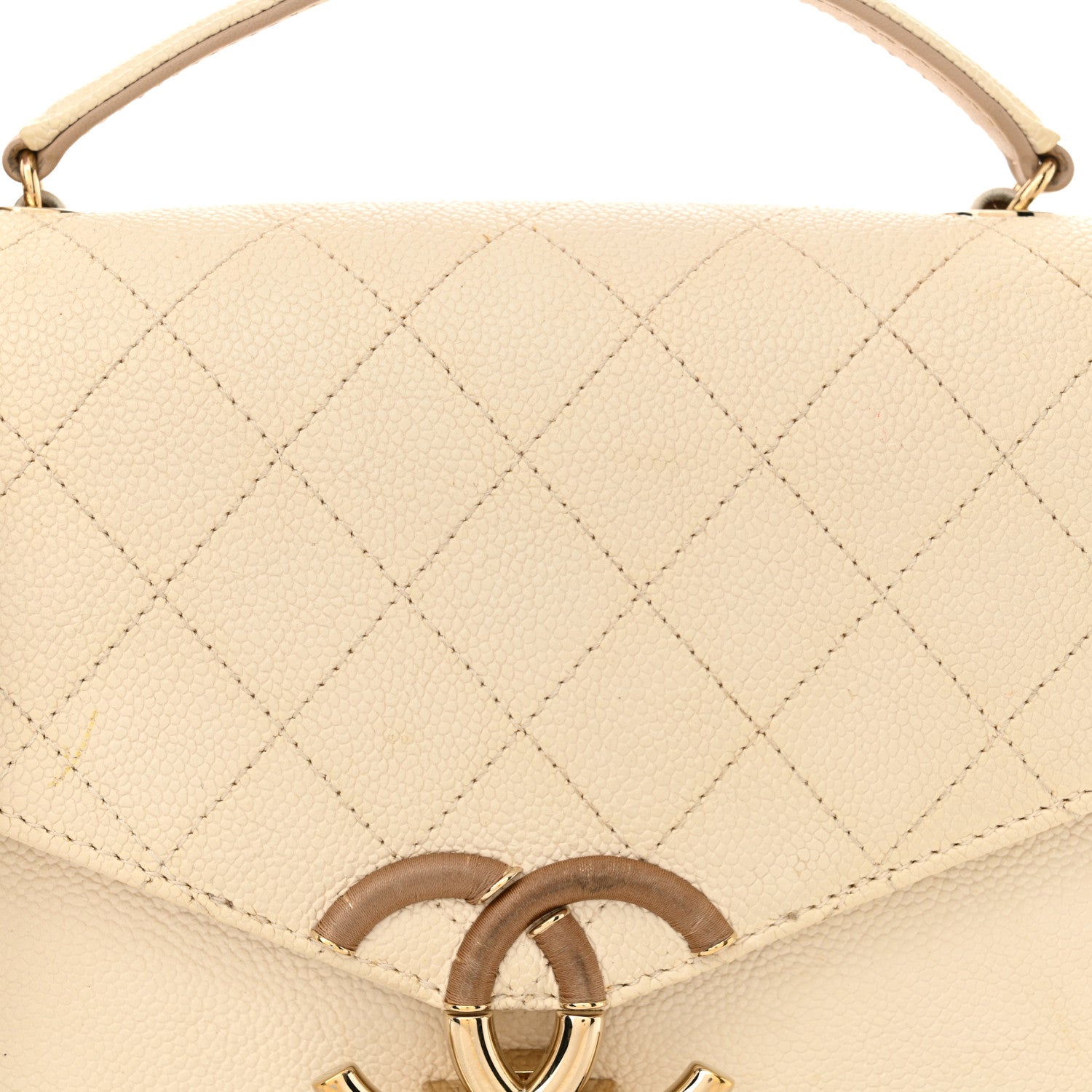 Chanel Grained Calfskin Quilted Small Cuba Top Handle Flap White 8 of 14
