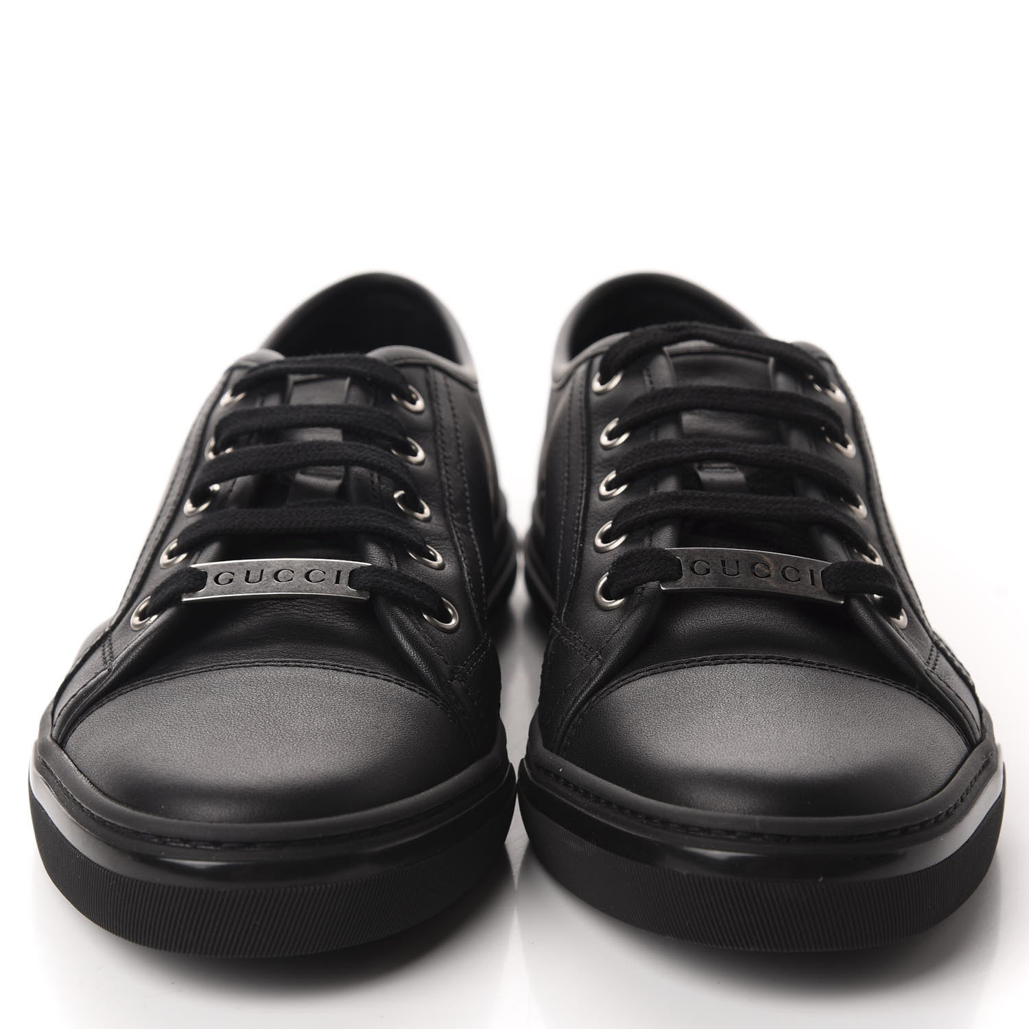 Gucci Calfskin Miro Soft Womens Lace Up Sneakers 37 Black 2 of 11