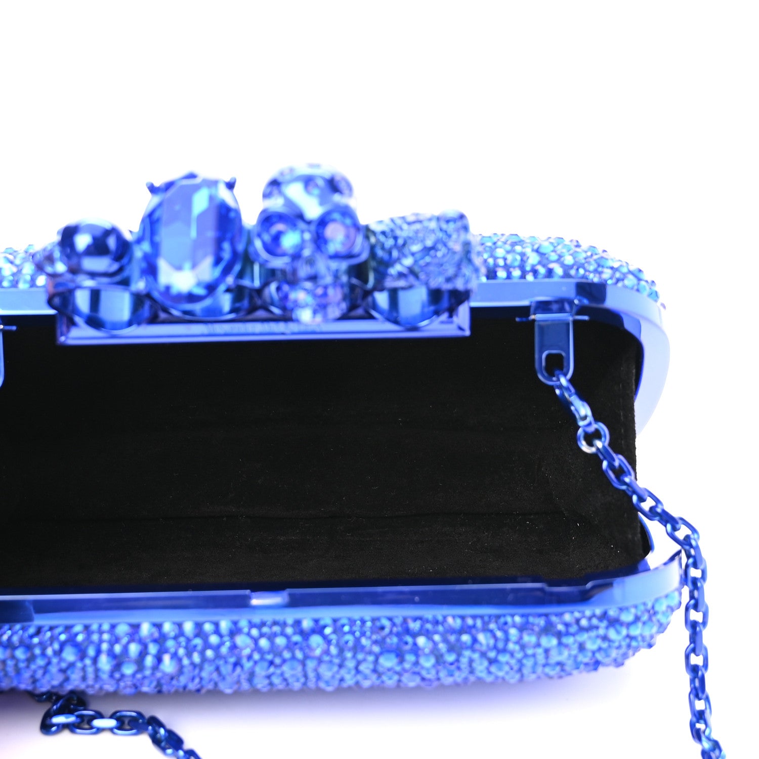 Alexander McQueen Crystal Jeweled Knuckle Duster Box Clutch Electric Blue 5 of 9