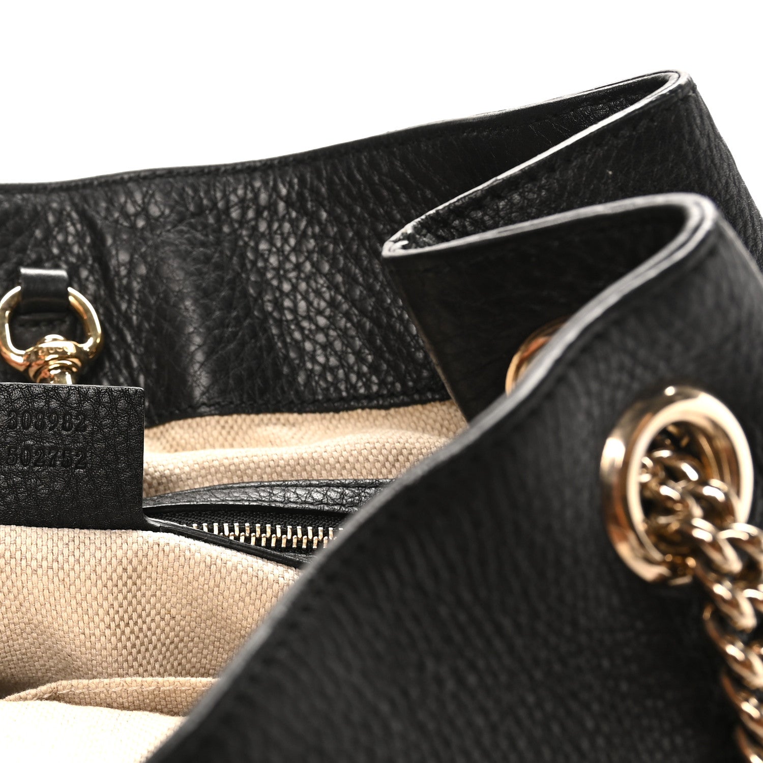 Gucci Pebbled Calfskin Medium Soho Chain Shoulder Bag Black 6 of 9