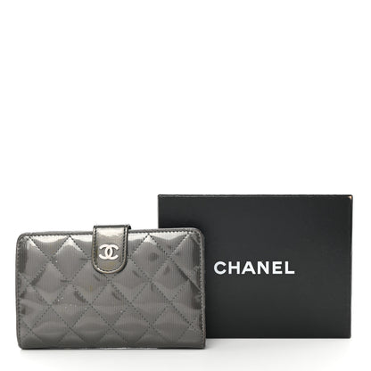 Chanel Striated Patent CC French Wallet Dark Grey 10 of 10