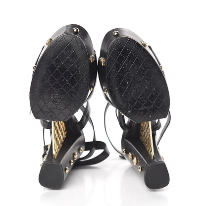 Chanel Calfskin Studded Platform Pumps 40 Black 7 of 10
