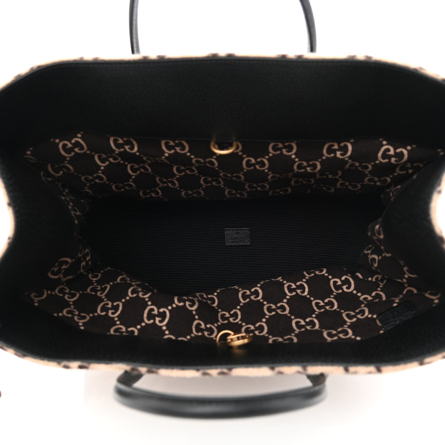 Covered Wool GG Monogram Large Tote Bag Beige Ebony
