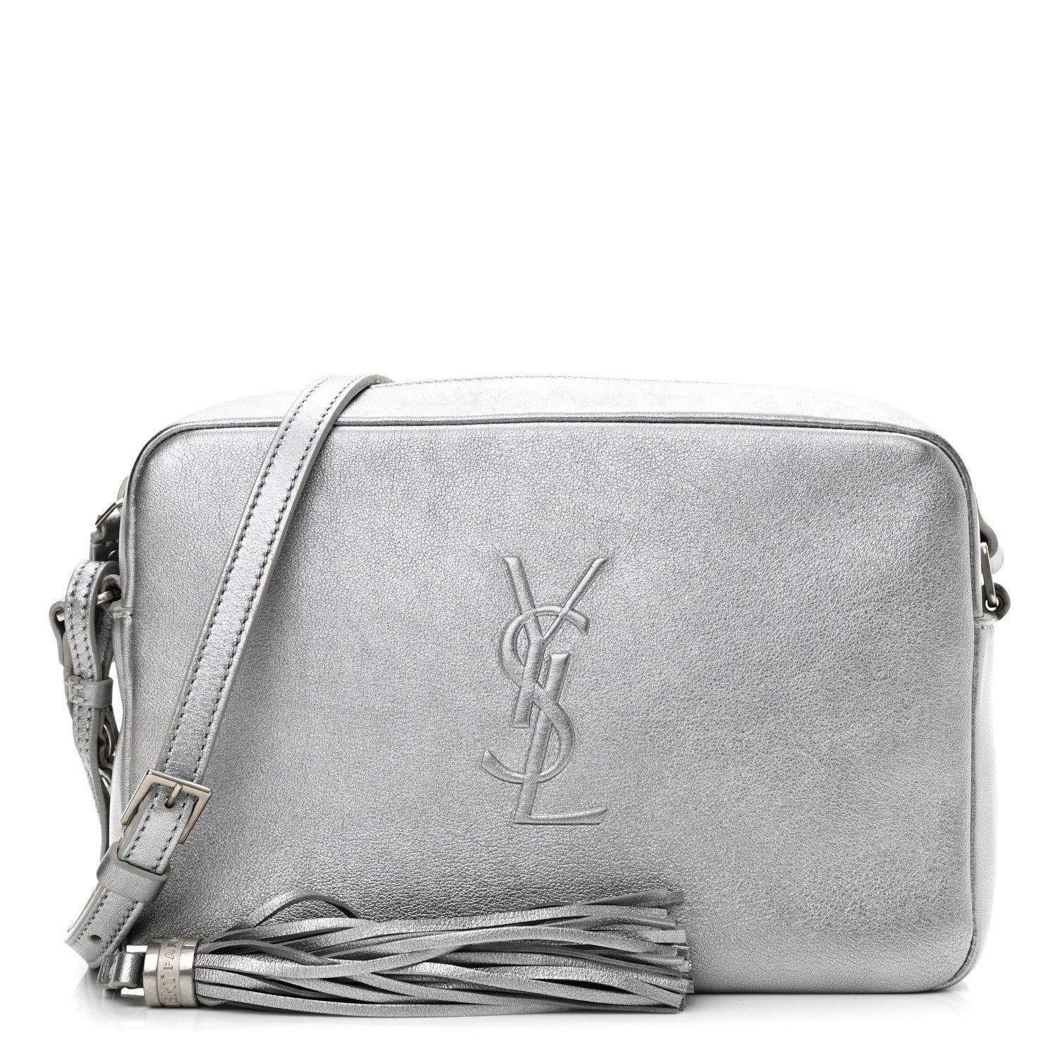 Saint Laurent Metallic Calfskin Monogram Small Lou Camera Bag Silver 1 of 14