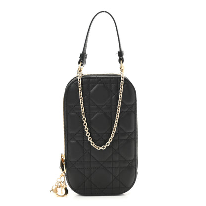 Christian Dior Lambskin Cannage Lady Dior Phone Holder Black 1 of 9
