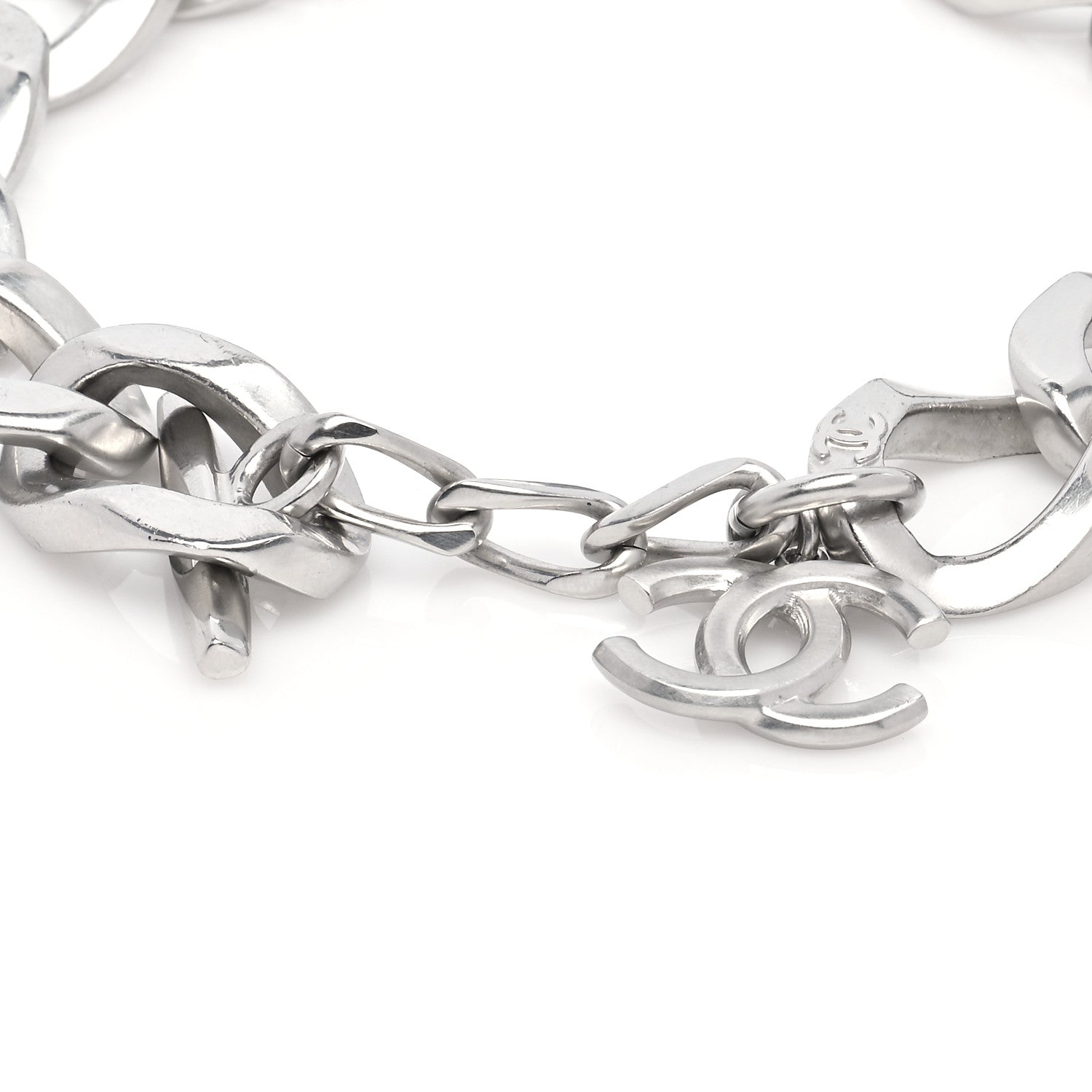 Chanel Chain Link CC Choker Necklace Silver 8 of 10