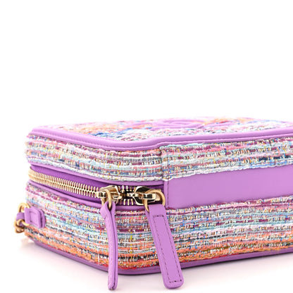 Chanel Tweed Quilted Small CC Filigree Vanity Case Purple Multicolor 9 of 10