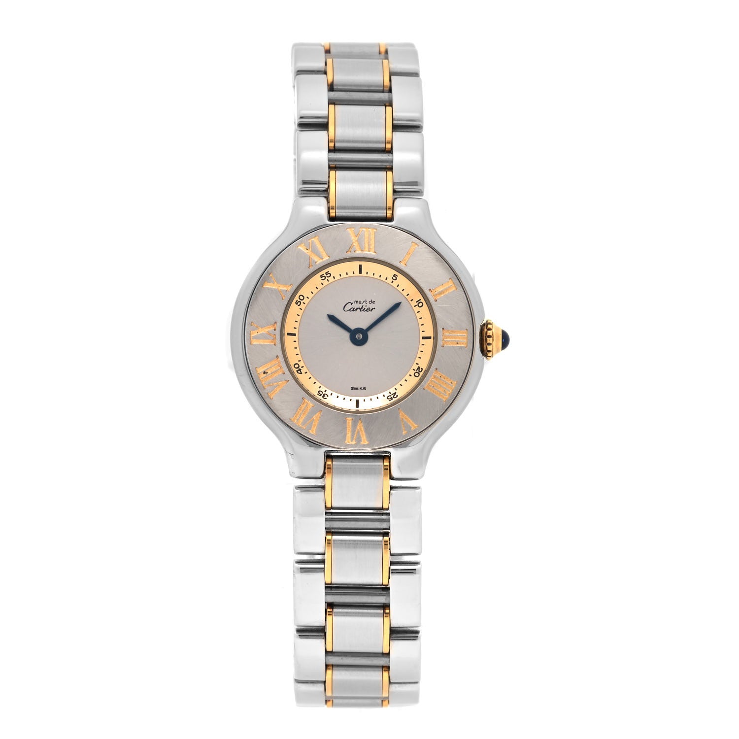Cartier Stainless Steel 18K Yellow Gold 28mm Must De 21 Quartz Watch 1 of 4