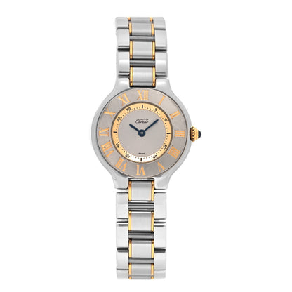 Cartier Stainless Steel 18K Yellow Gold 28mm Must De 21 Quartz Watch 1 of 4