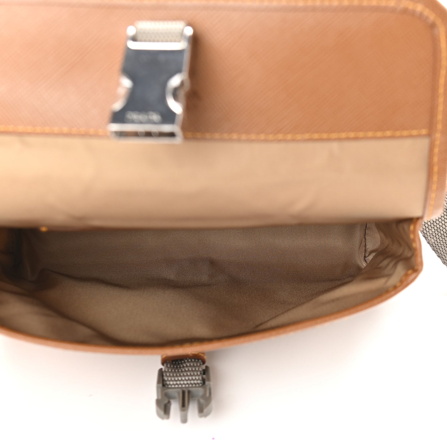 Re-Nylon Saffiano Smartphone Case Crossbody Brown Grey