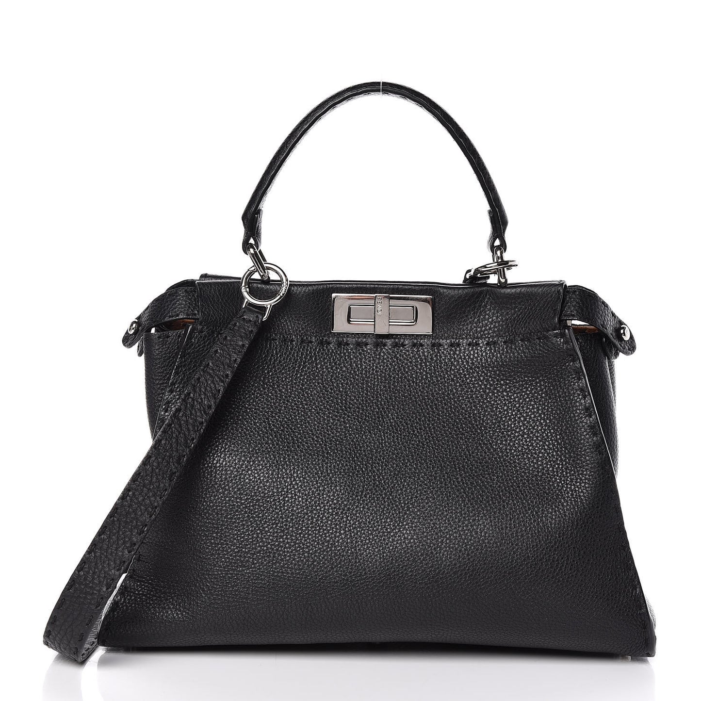 Cuoio Romano Selleria Bi-Color Medium Peekaboo Iconic Satchel Black Mou