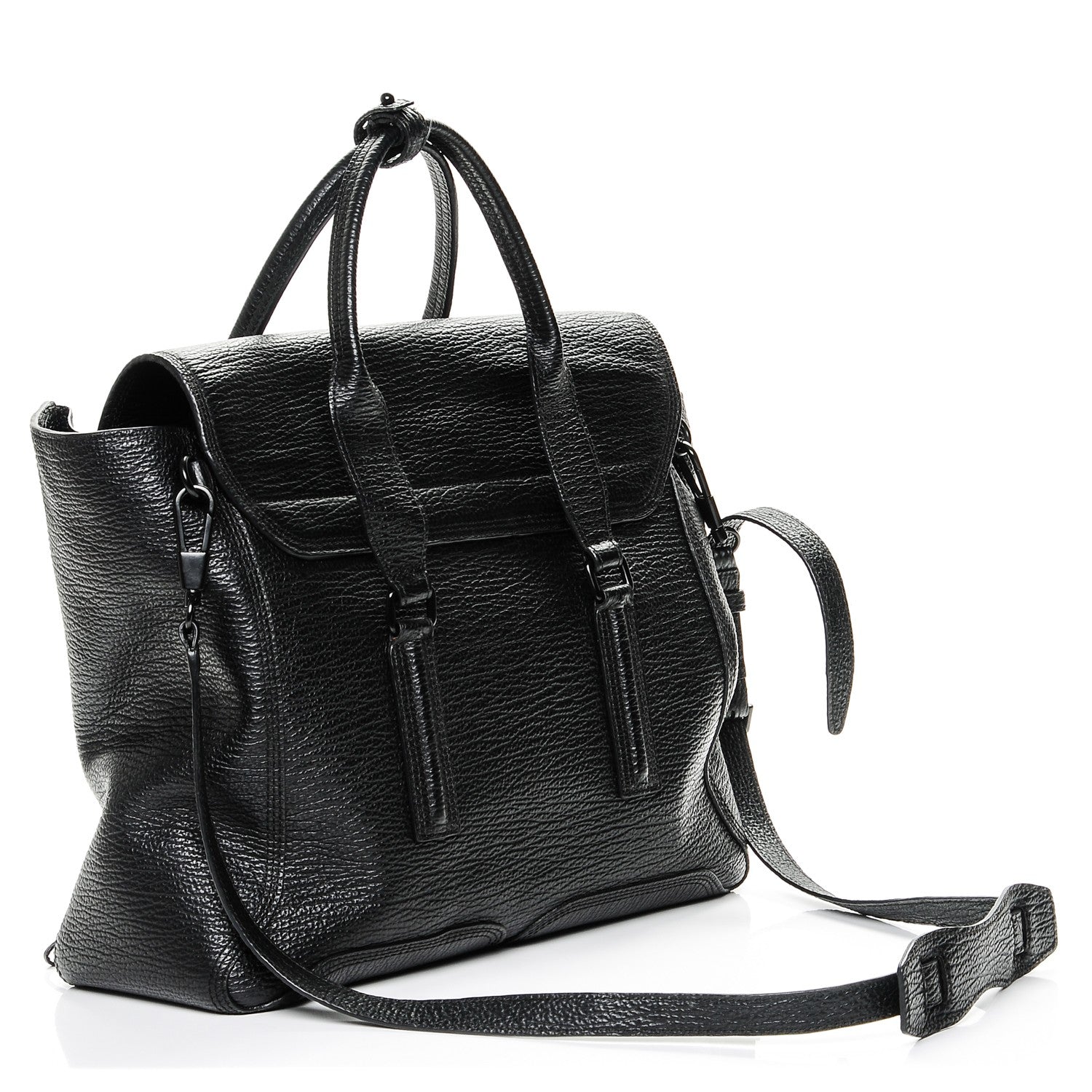 3.1 Phillip Lim 3.1 Textured Calfskin Large Pashli Satchel Black 3 of 6