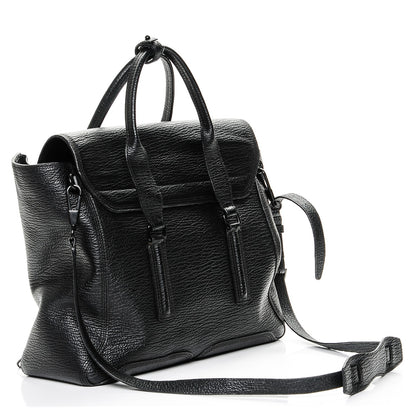 3.1 Phillip Lim 3.1 Textured Calfskin Large Pashli Satchel Black 3 of 6