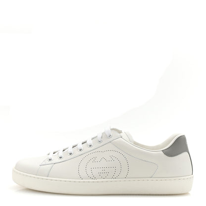 Gucci Calfskin Interlocking G Perforated Mens Ace Sneakers 12 White Grey Sky 1 of 10