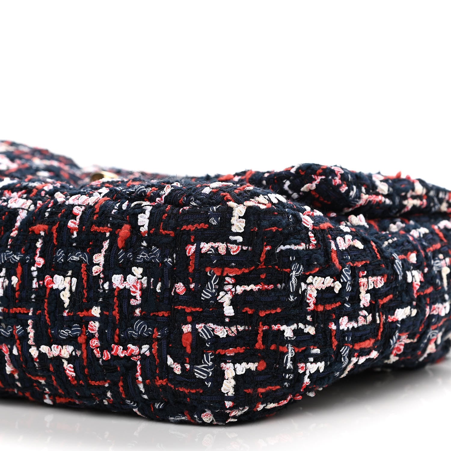 Chanel Tweed Quilted Medium Chanel 19 Flap Navy Blue White Red 10 of 11
