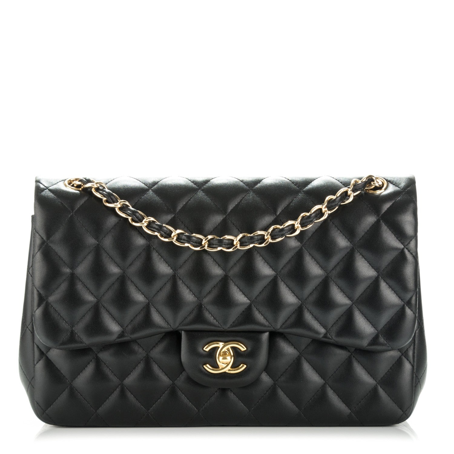 Chanel Lambskin Quilted Jumbo Double Flap Black 1 of 8