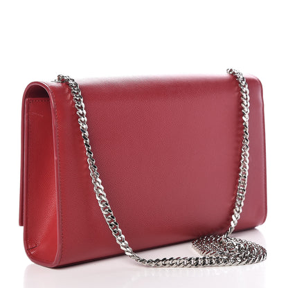 Saint Laurent Grain De Poudre Medium Monogram Kate Satchel Red 3 of 10