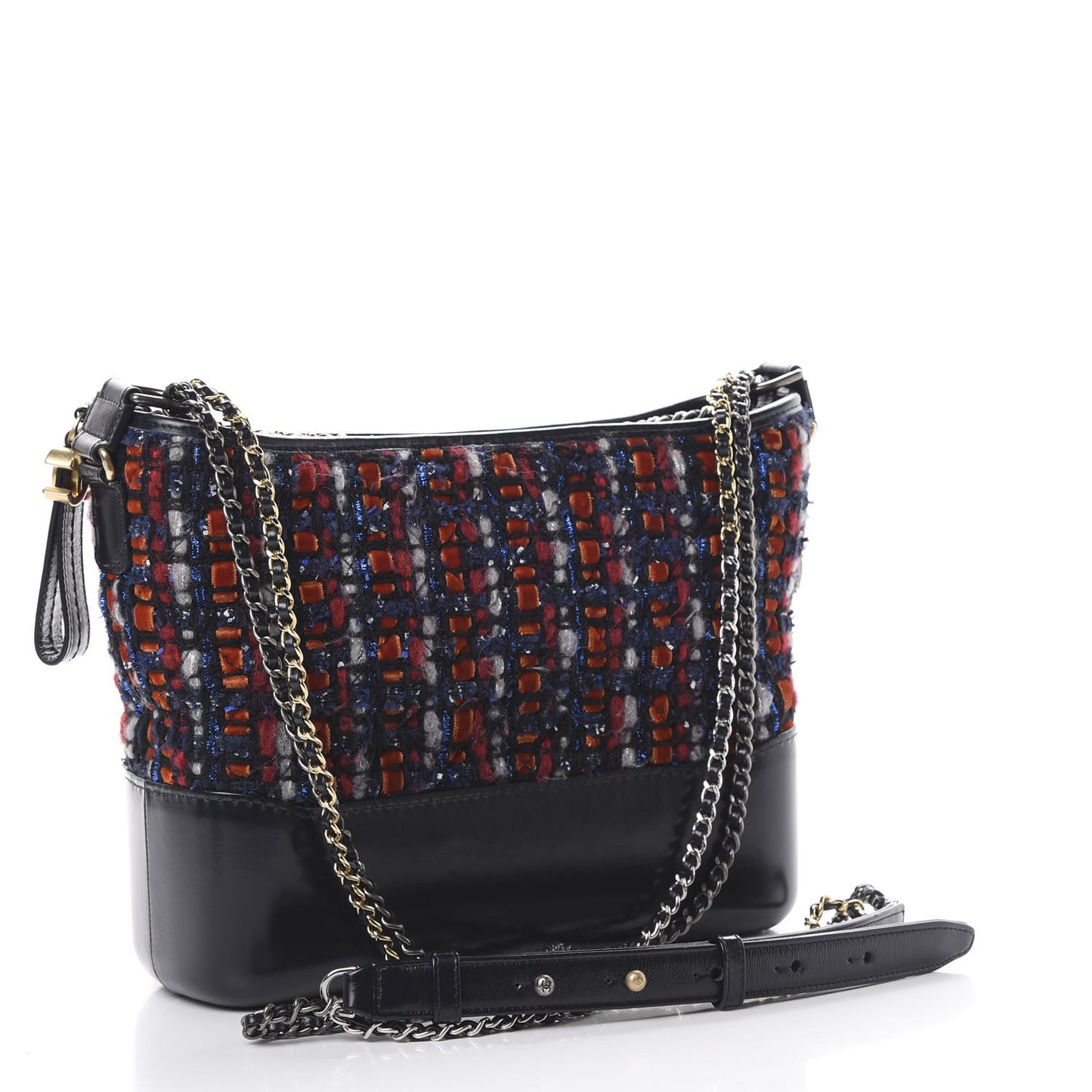 Tweed Calfskin Medium Gabrielle Hobo Black Red Blue