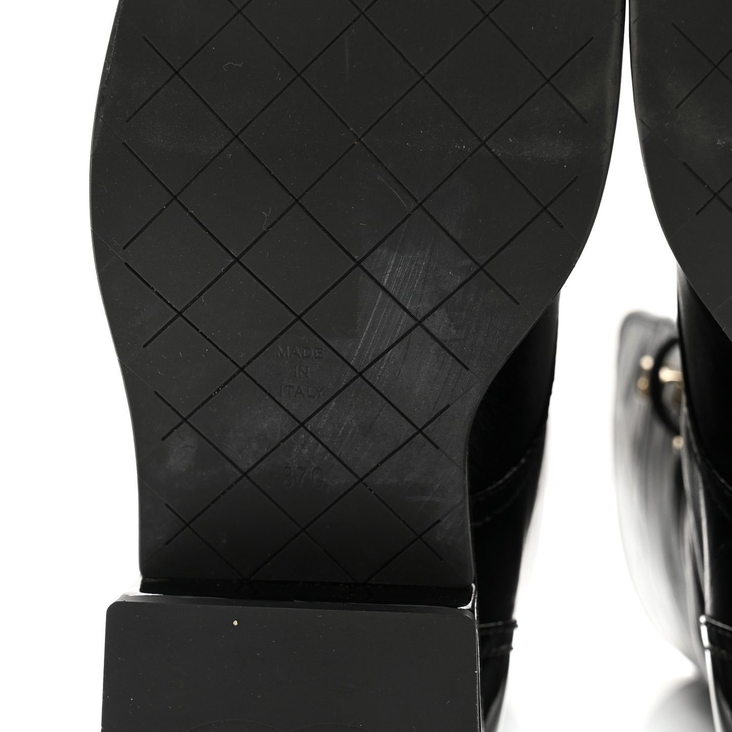 Lambskin Patent Calfskin Quilted CC Lace Up Combat Boots 37 Black