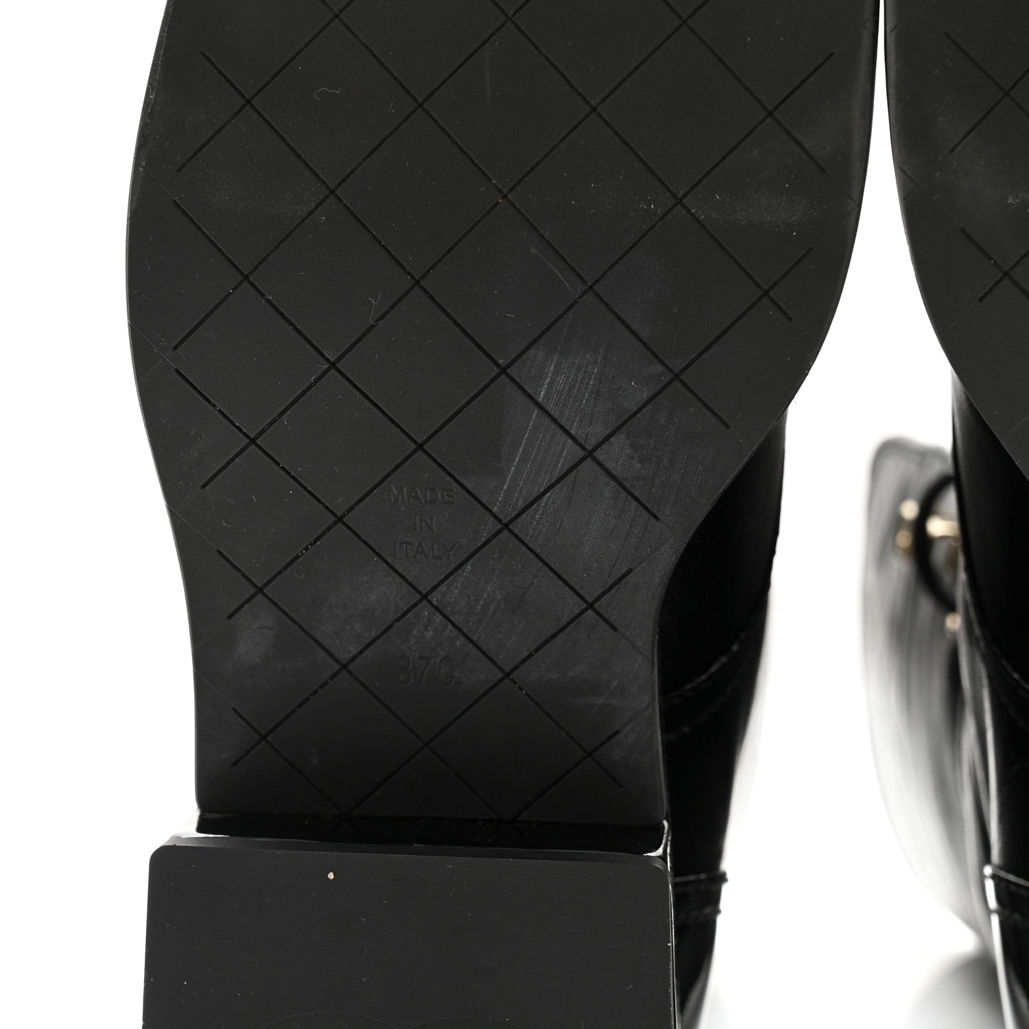 Chanel Lambskin Patent Calfskin Quilted CC Lace Up Combat Boots 37 Black 6 of 12