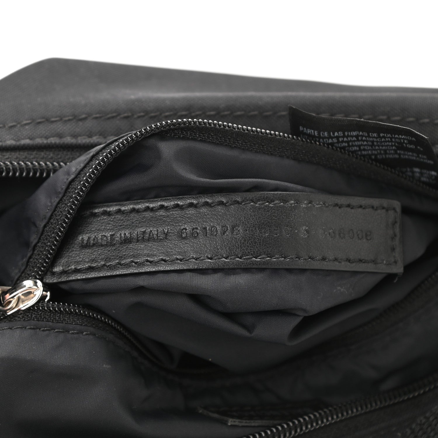 Balenciaga Recycled Sport Nylon Logo Embroidered Wheel Sling Bag Black White 7 of 9