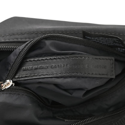 Balenciaga Recycled Sport Nylon Logo Embroidered Wheel Sling Bag Black White 7 of 9