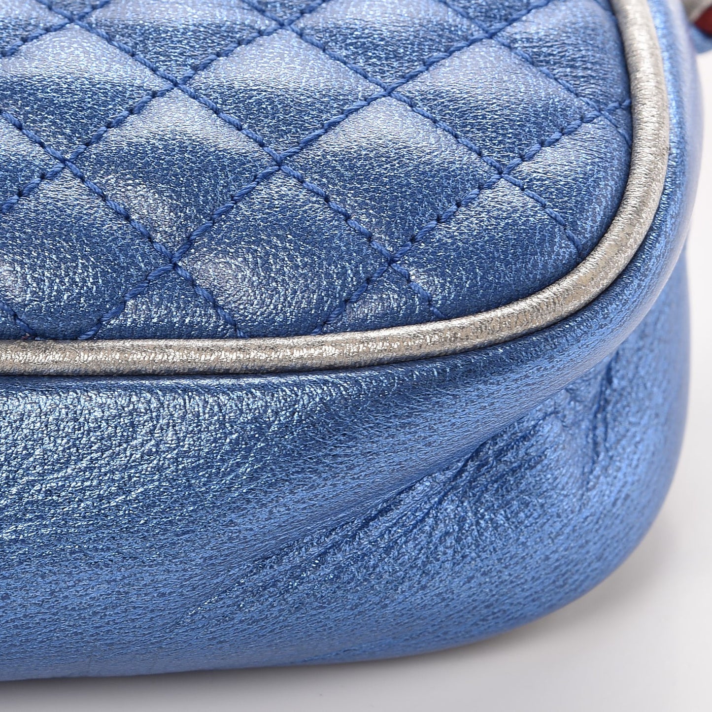 Laminated Nappa Trapuntata Mini Zumi Dome Shoulder Bag Rosso Marine Argento
