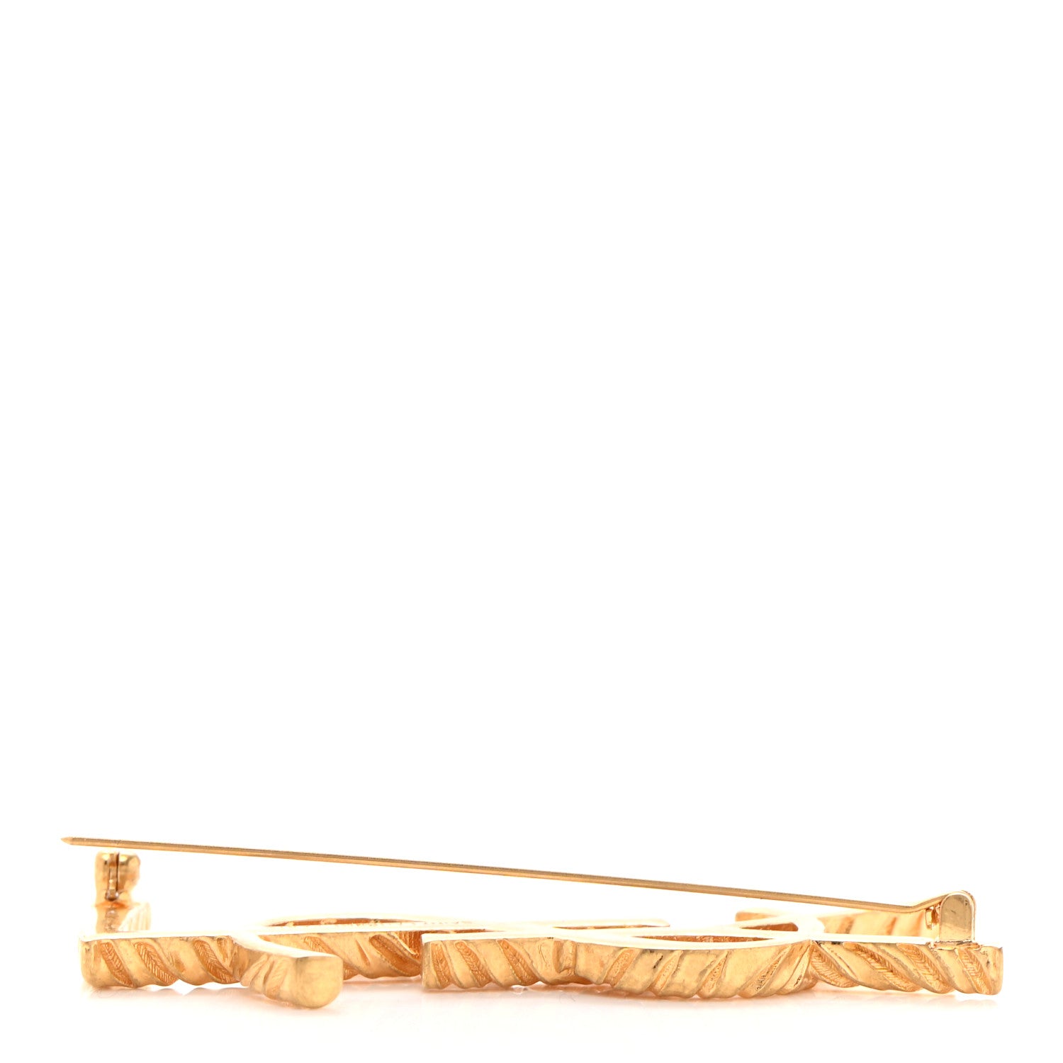 Saint Laurent Brass Cassandre Opyum YSL Twisted Brooch Gold 4 of 5