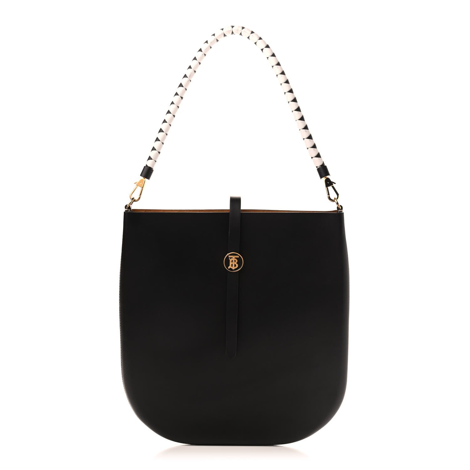 Burberry Calfskin TB Anne Shoulder Bag Black White 1 of 9